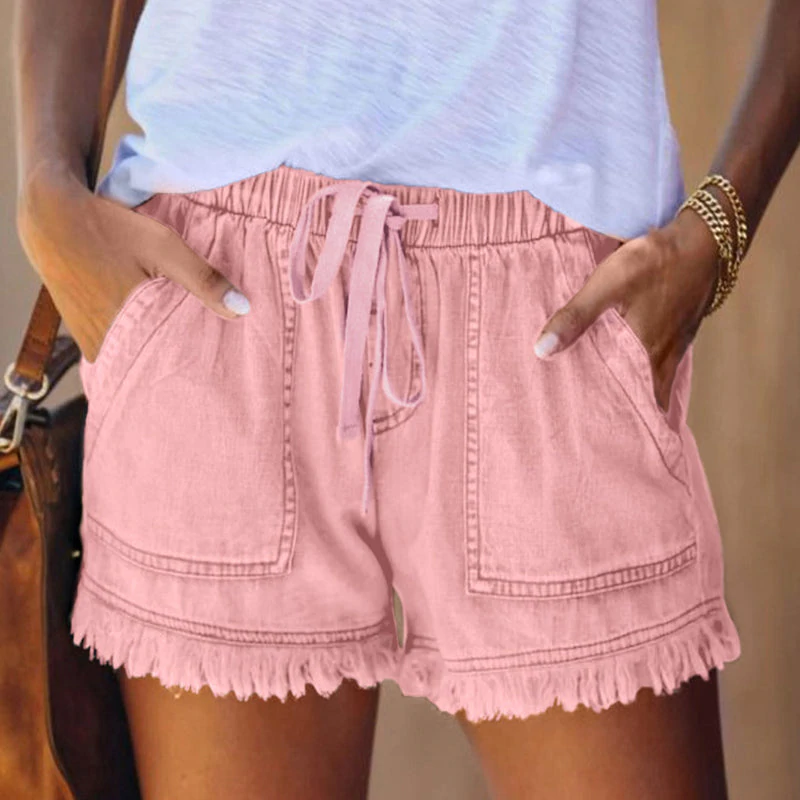 Women's Denim Frayed Hem Shorts