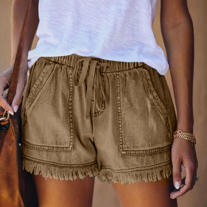 Women's Denim Frayed Hem Shorts