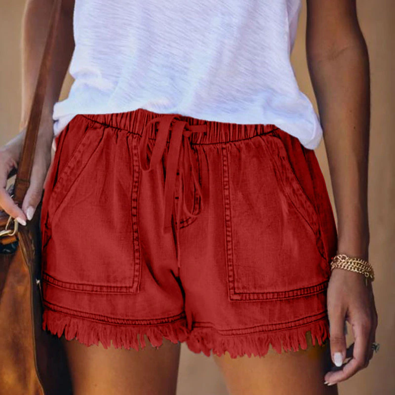 Women's Denim Frayed Hem Shorts