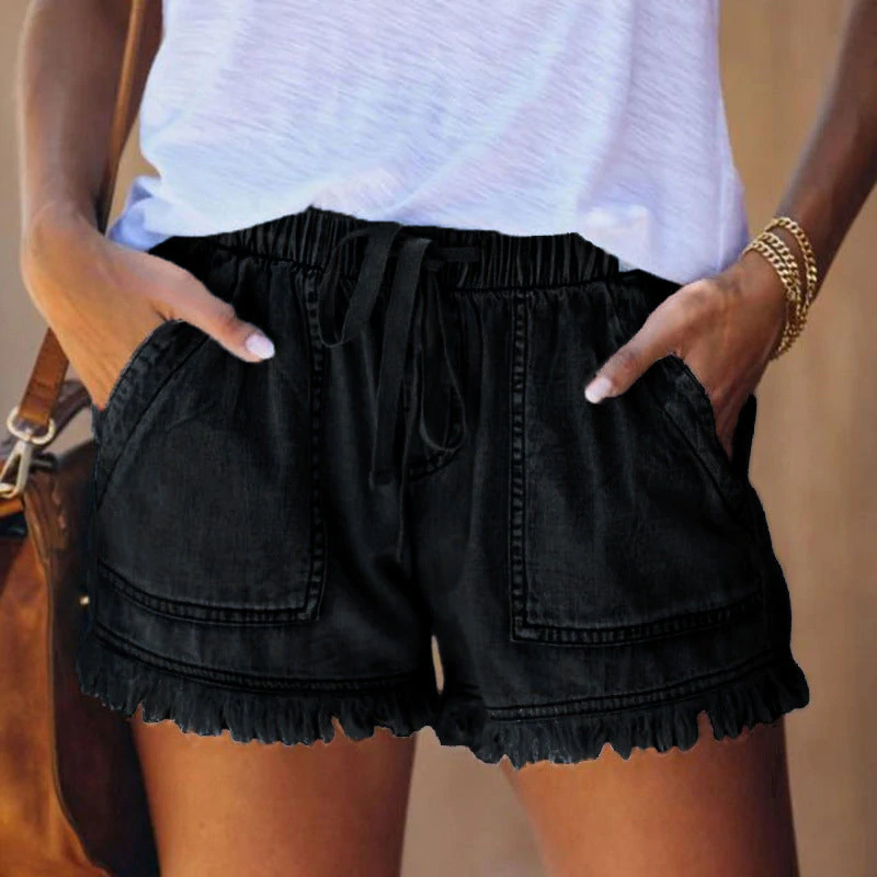 Women's Denim Frayed Hem Shorts
