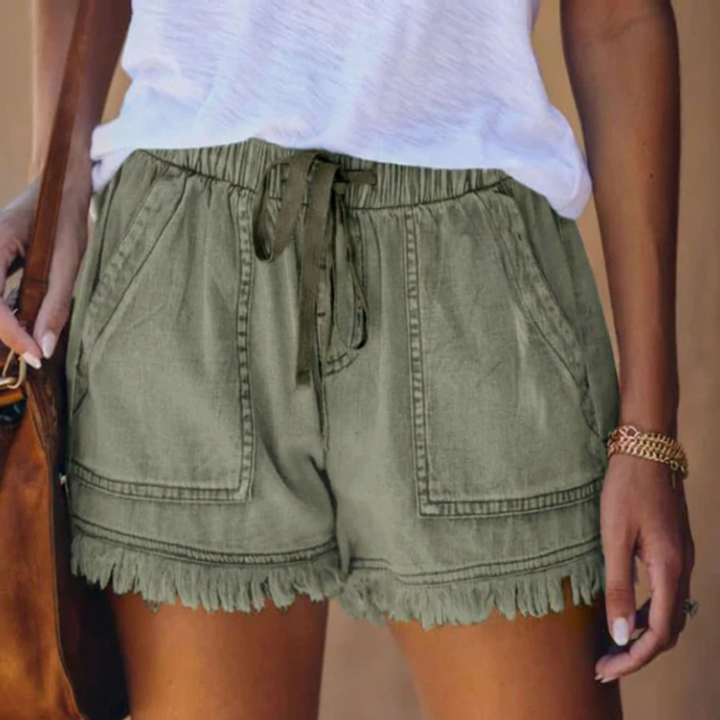 Women's Denim Frayed Hem Shorts