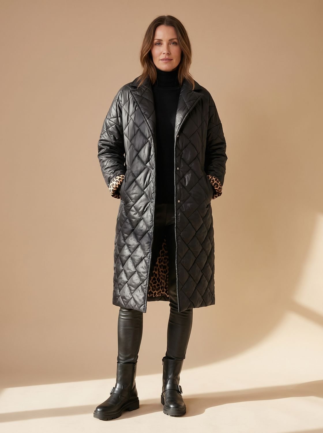 Women's Diamond-Quilted Mid-Length Winter Coat