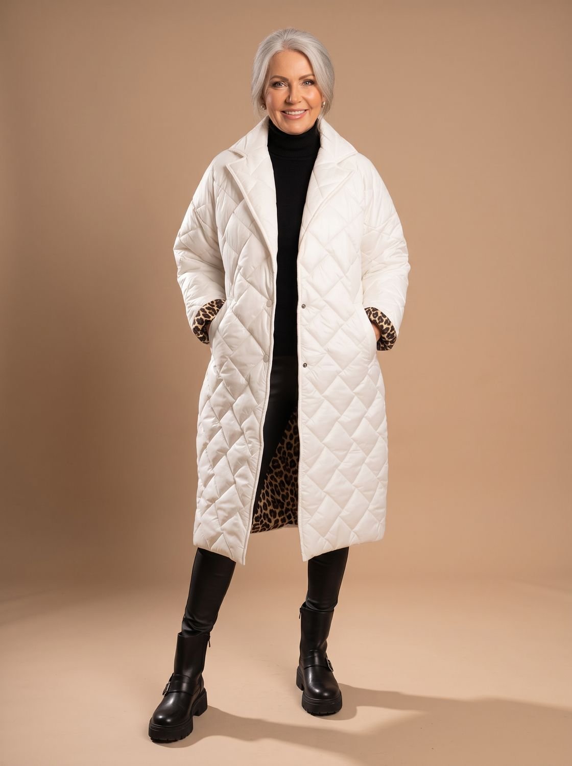 Women's Diamond-Quilted Mid-Length Winter Coat