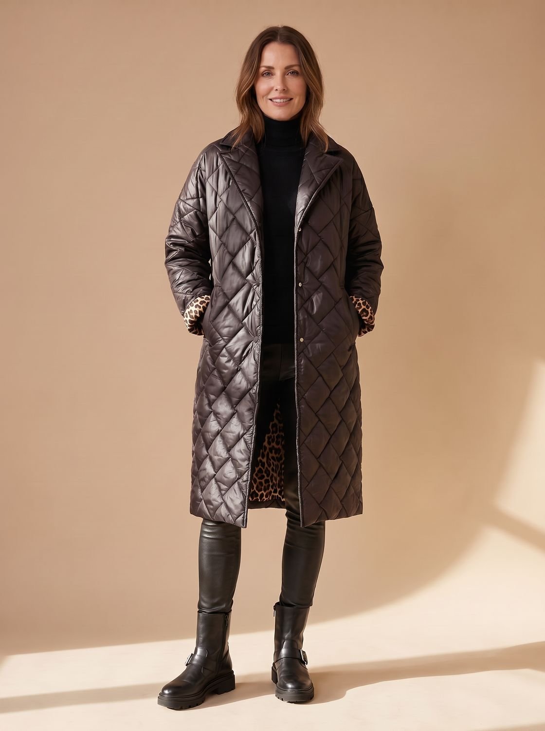 Women's Diamond-Quilted Mid-Length Winter Coat