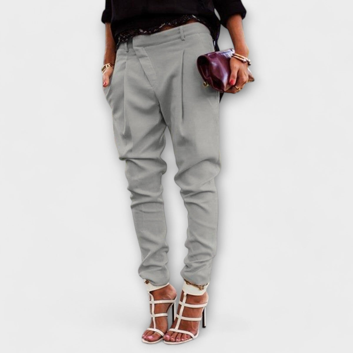 Women's Elegant Trousers with Elastic Waistband and Flattering Cut