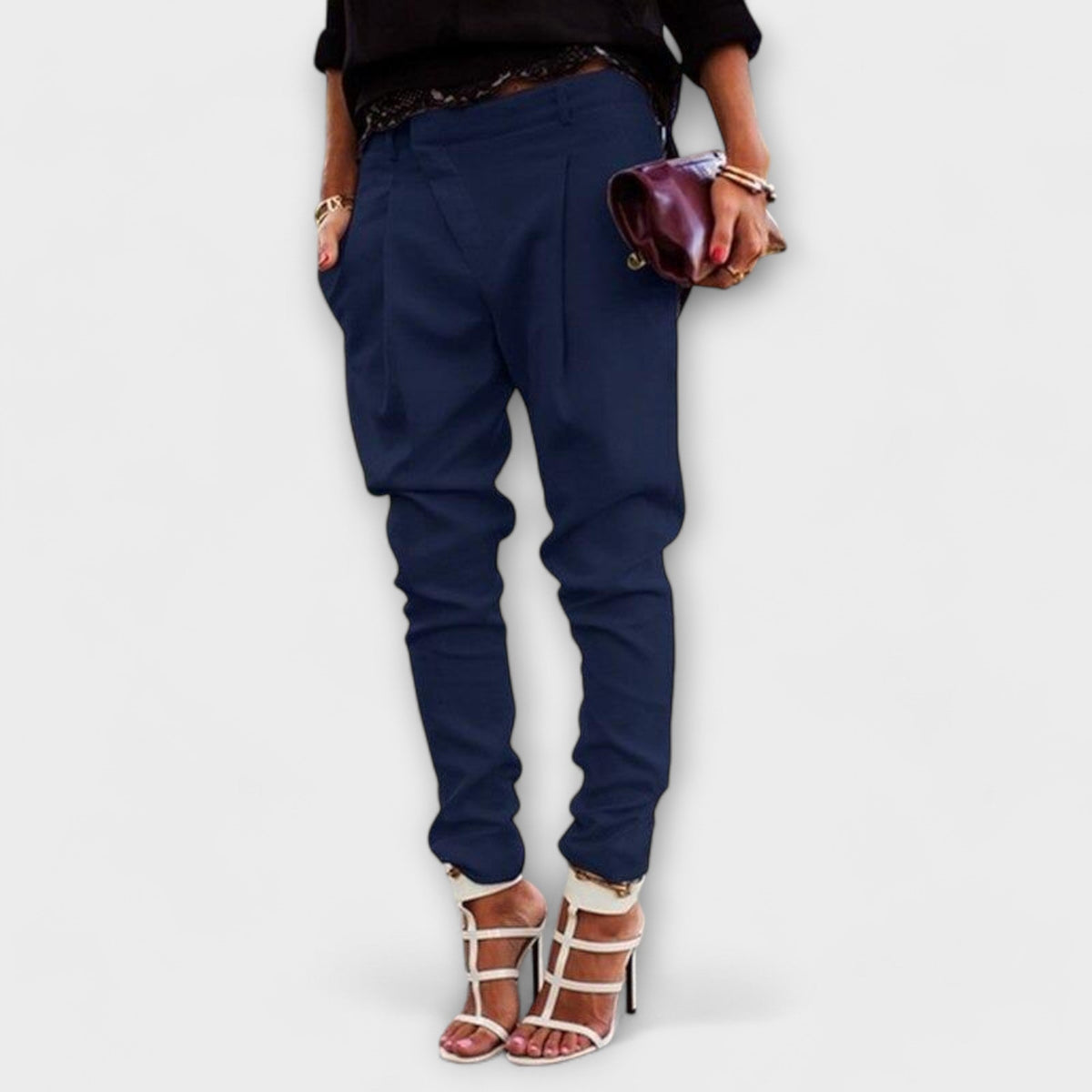 Women's Elegant Trousers with Elastic Waistband and Flattering Cut
