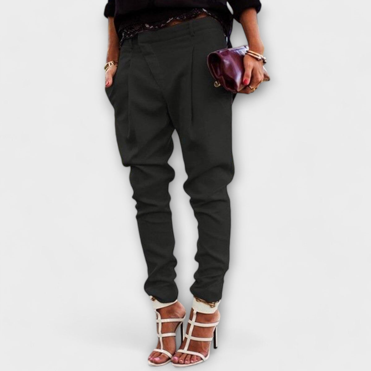 Women's Elegant Trousers with Elastic Waistband and Flattering Cut