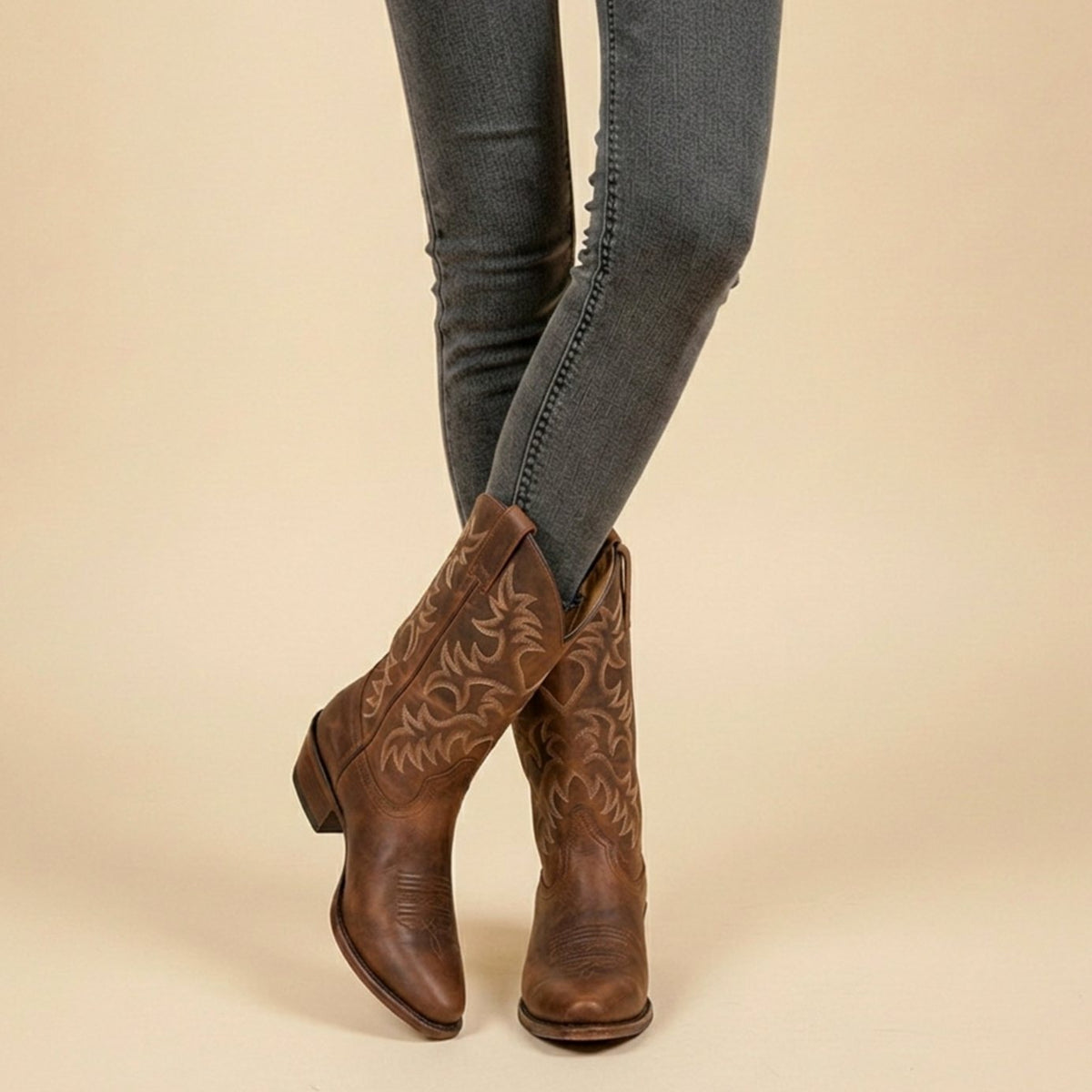 Women's Embroidered Western Cowboy Mid-Calf Boots