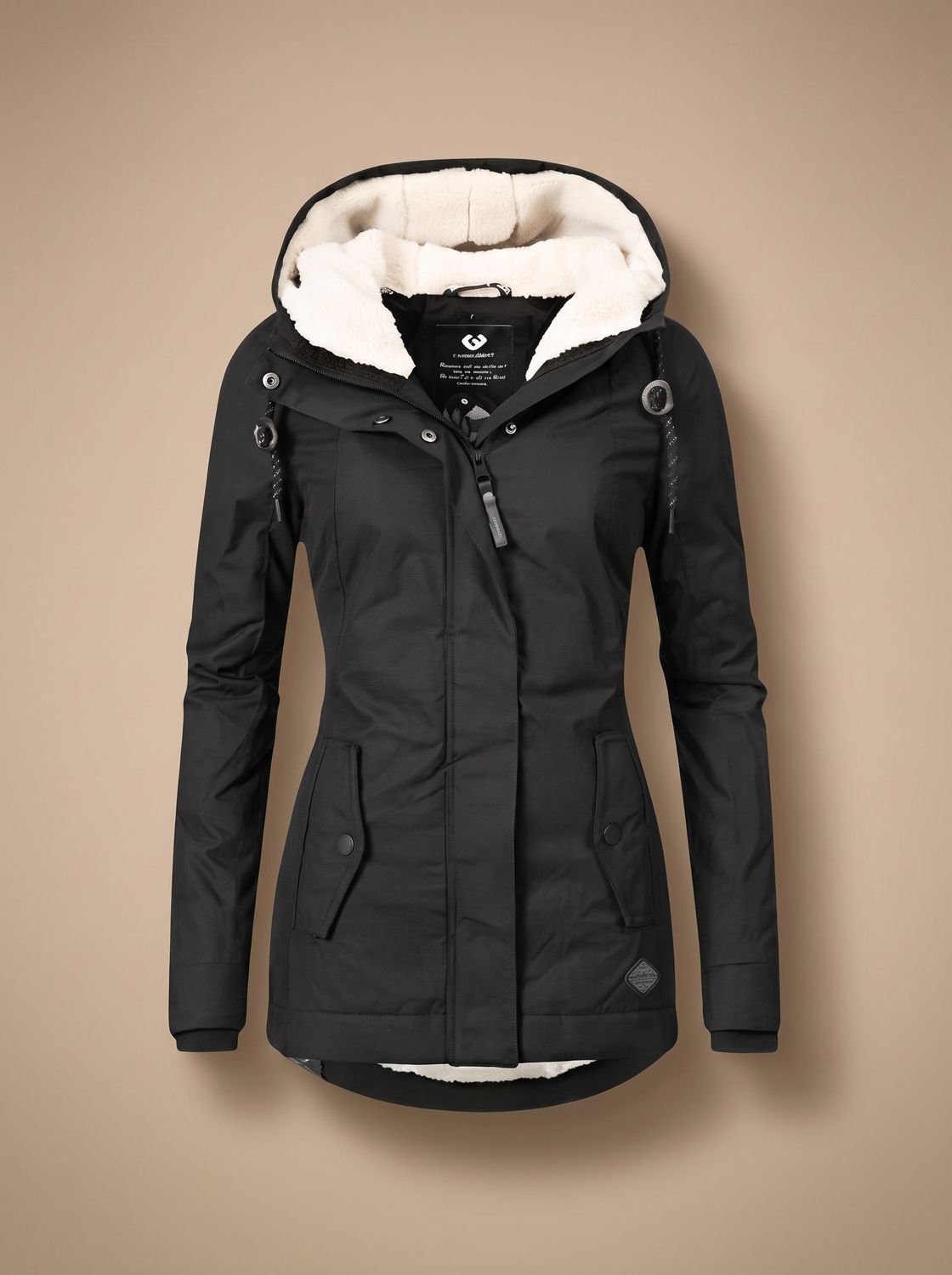 Women's Fleece-Lined Waterproof Hooded Zip-Up Jacket