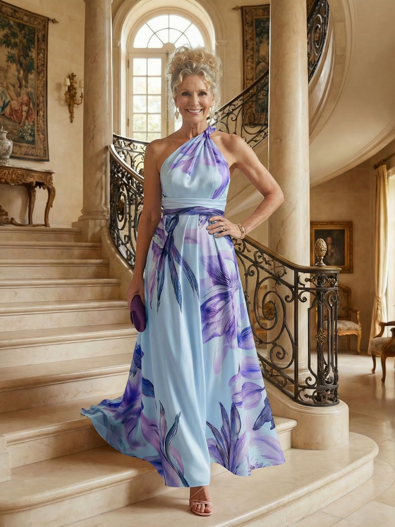 Women's Halter Wrap Maxi Dress