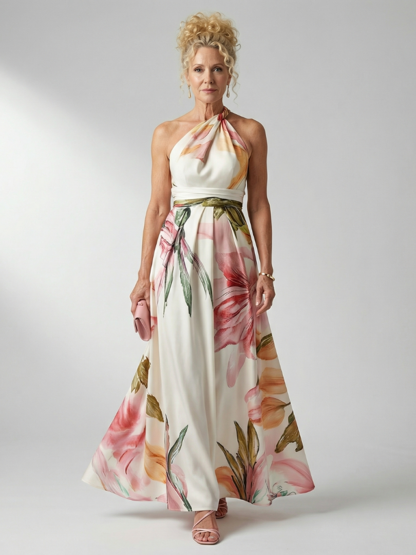 Women's Halter Wrap Maxi Dress