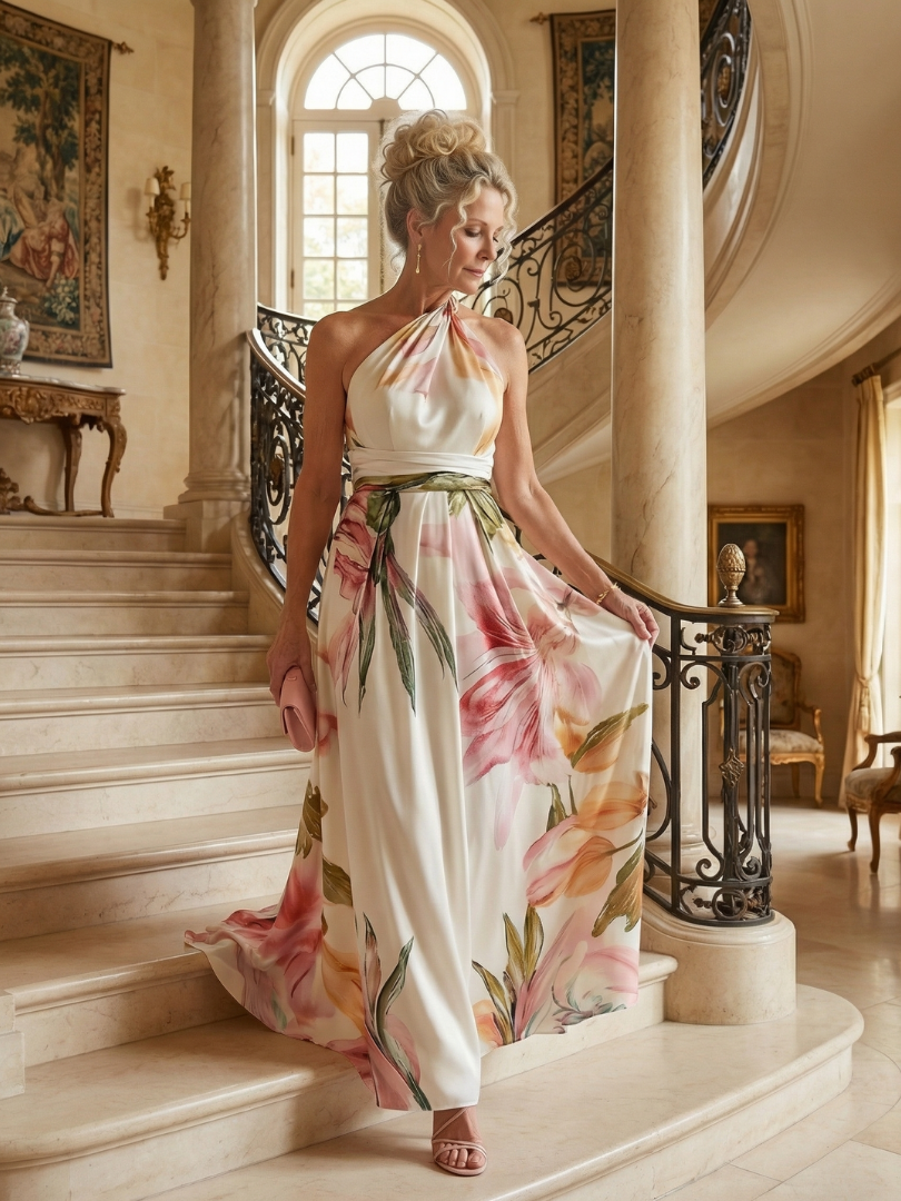 Women's Halter Wrap Maxi Dress