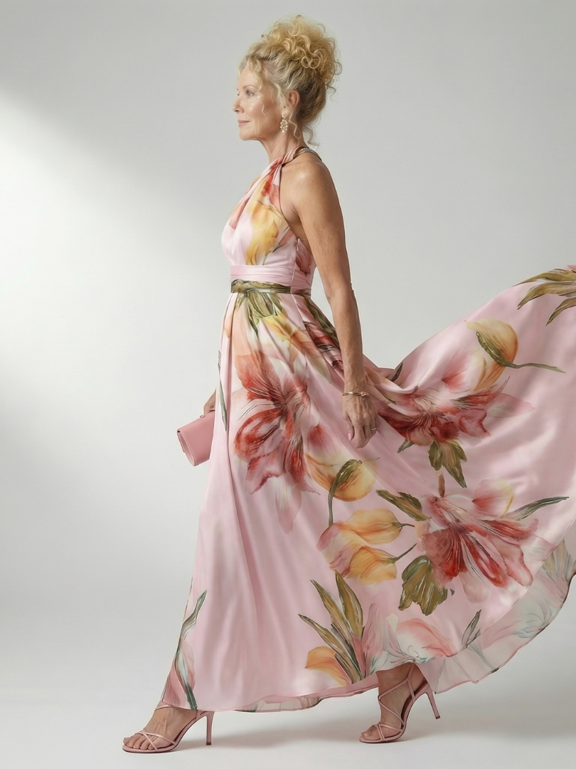 Women's Halter Wrap Maxi Dress