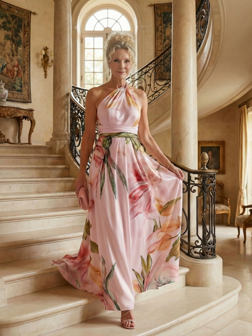 Women's Halter Wrap Maxi Dress