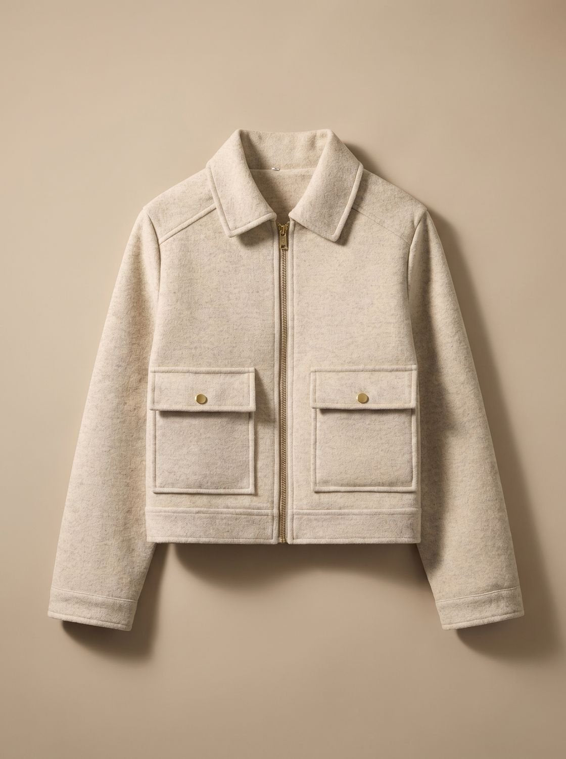 Women's High-Neck Wool-Blend Stand Collar Button-Front Short Coat
