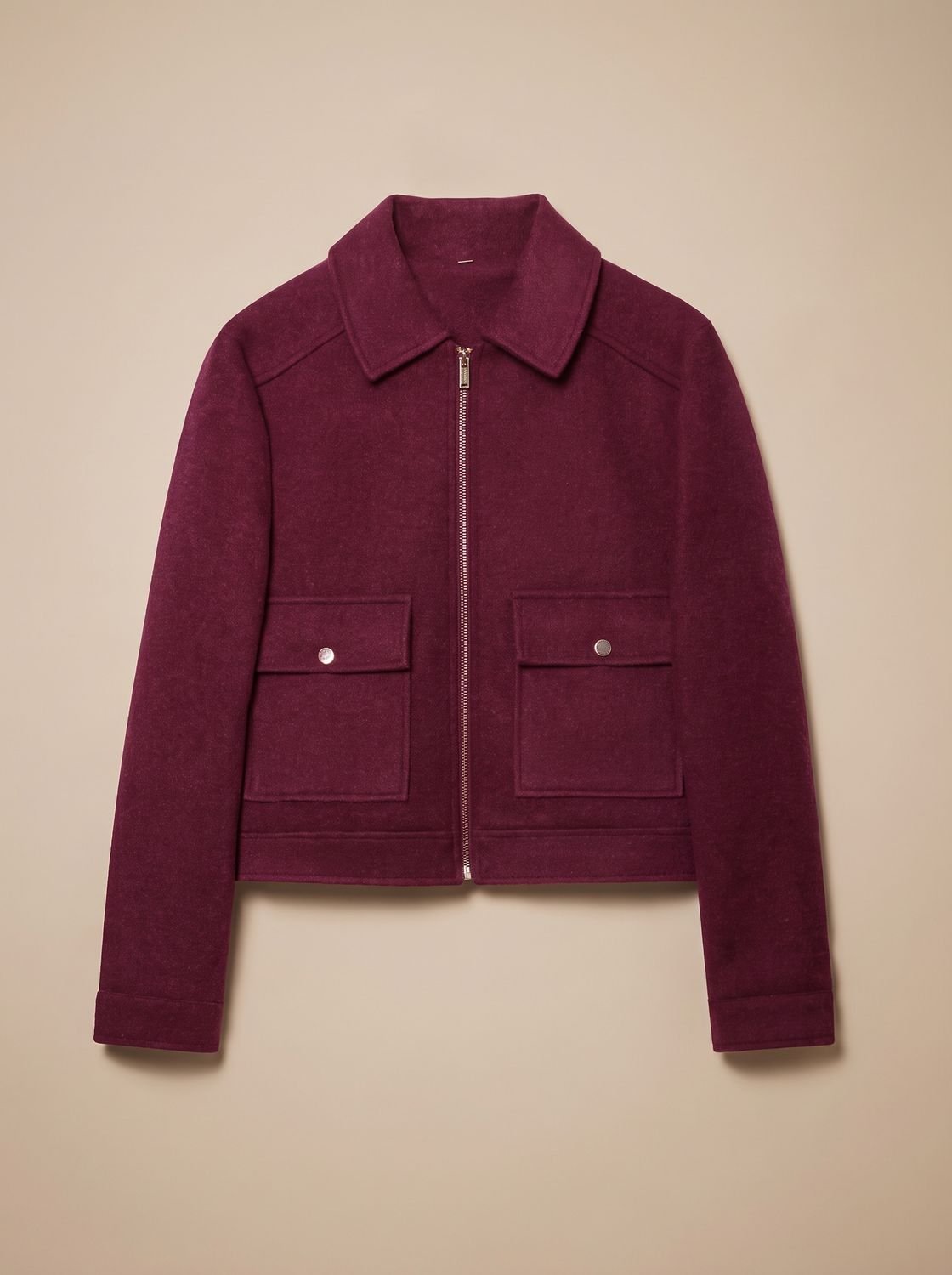 Women's High-Neck Wool-Blend Stand Collar Button-Front Short Coat