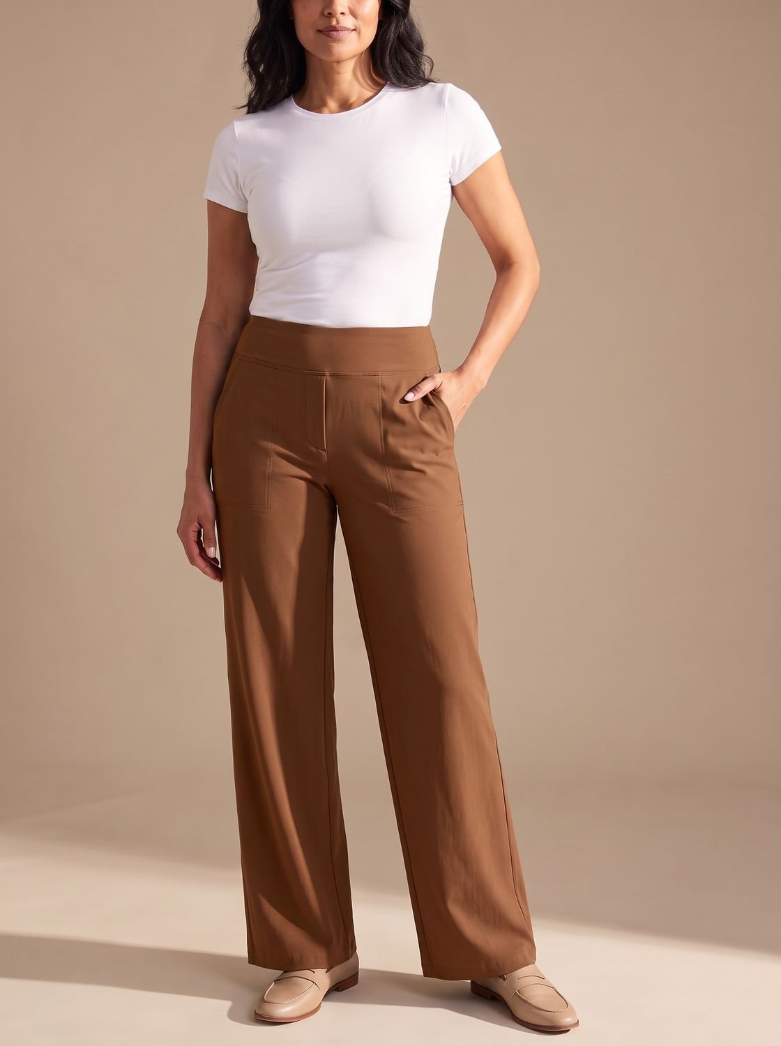 Women's High-Waist Dressy Wide-Leg Trousers with Pockets