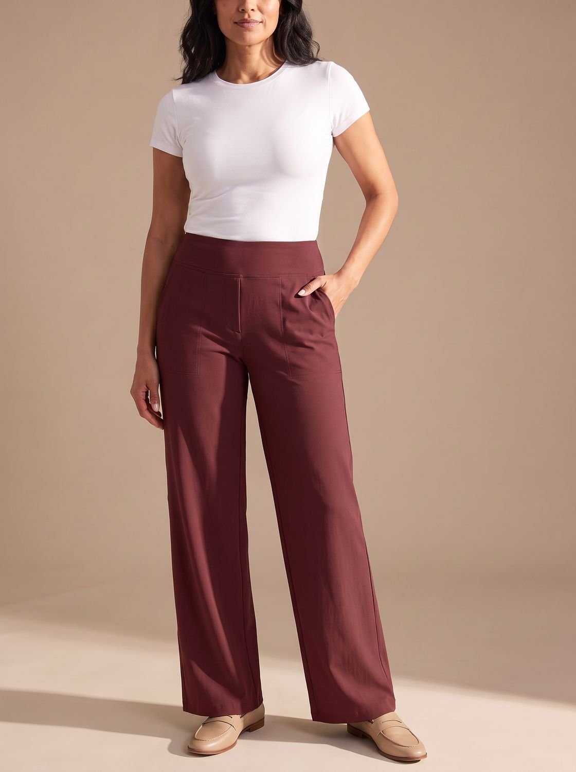 Women's High-Waist Dressy Wide-Leg Trousers with Pockets
