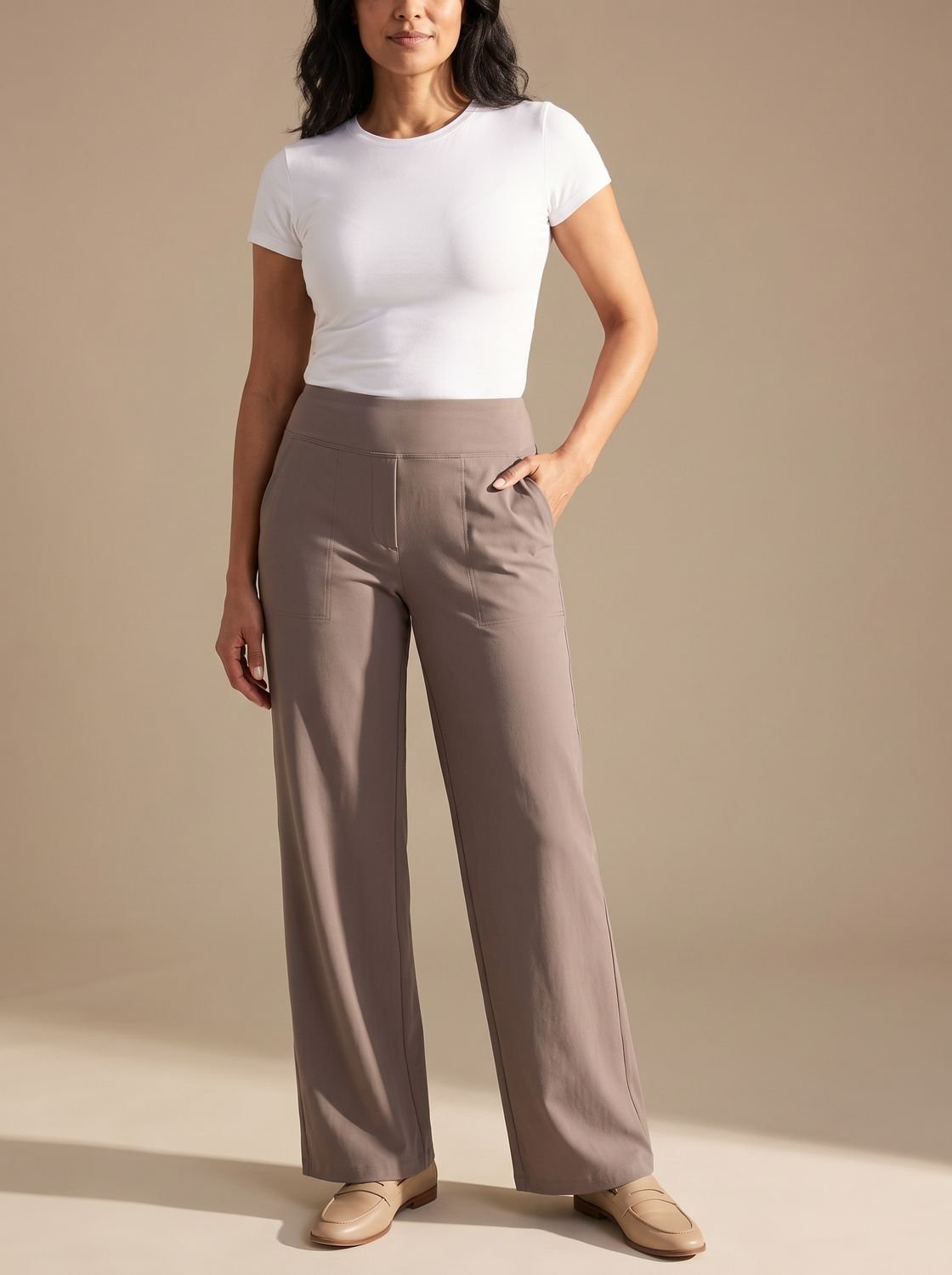 Women's High-Waist Dressy Wide-Leg Trousers with Pockets