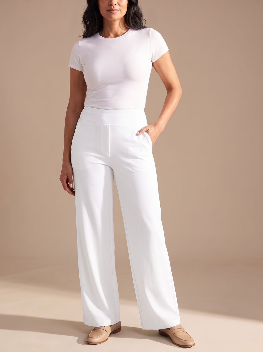 Women's High-Waist Dressy Wide-Leg Trousers with Pockets