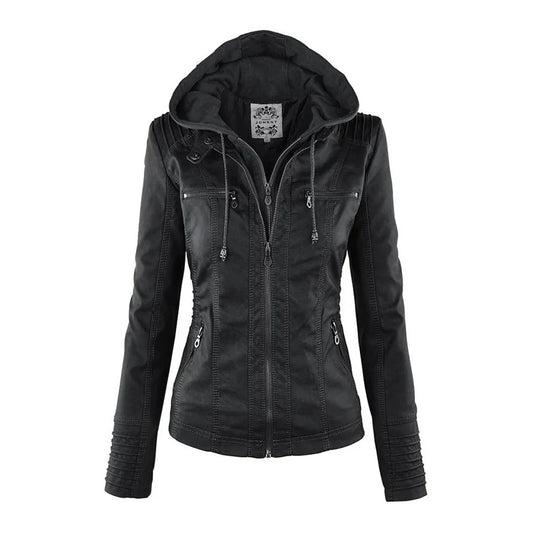Women's Hooded Biker Jacket