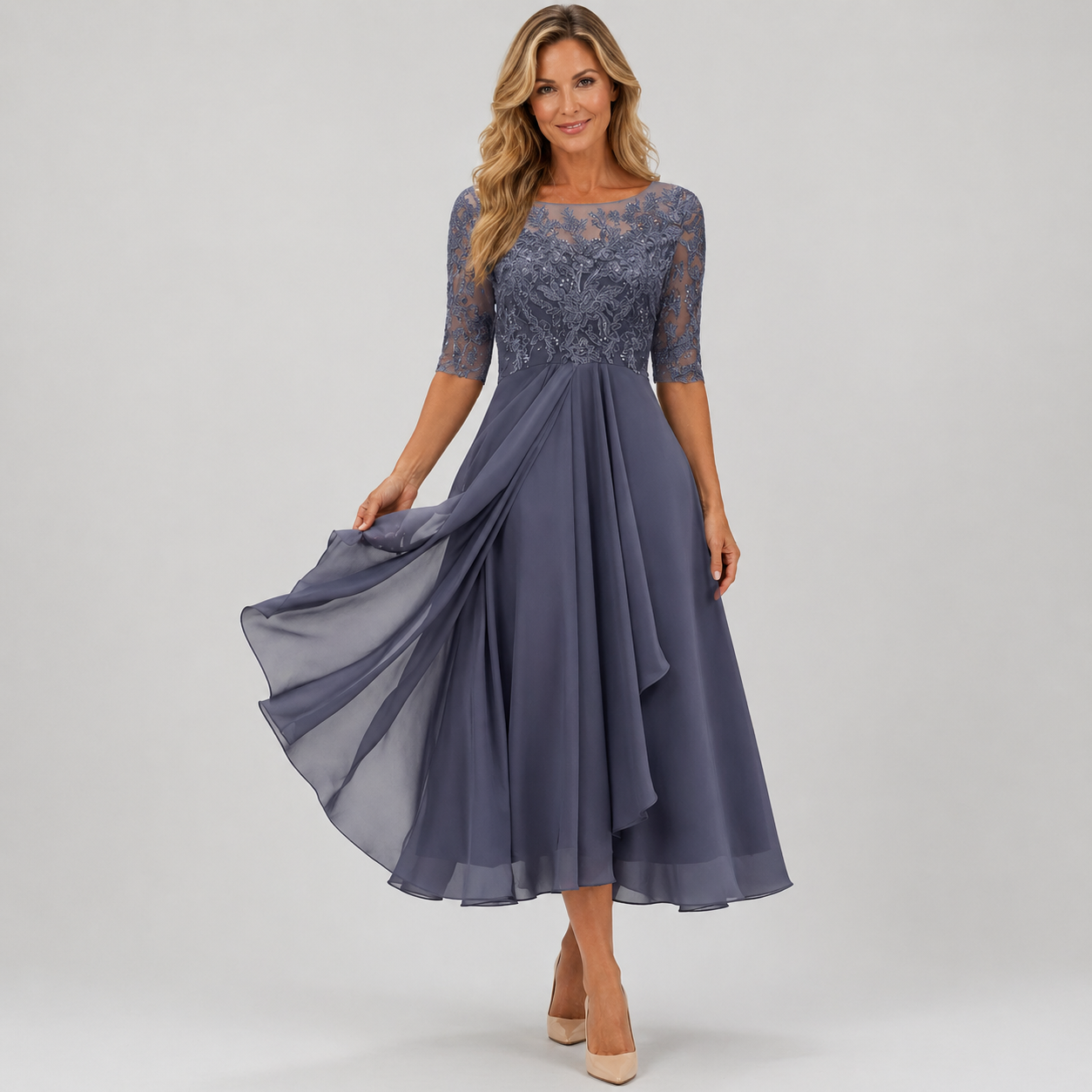 Women's Lace A-line Midi Dress