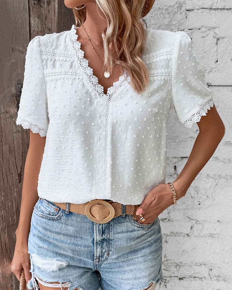 Women's Lace Trim Blouse