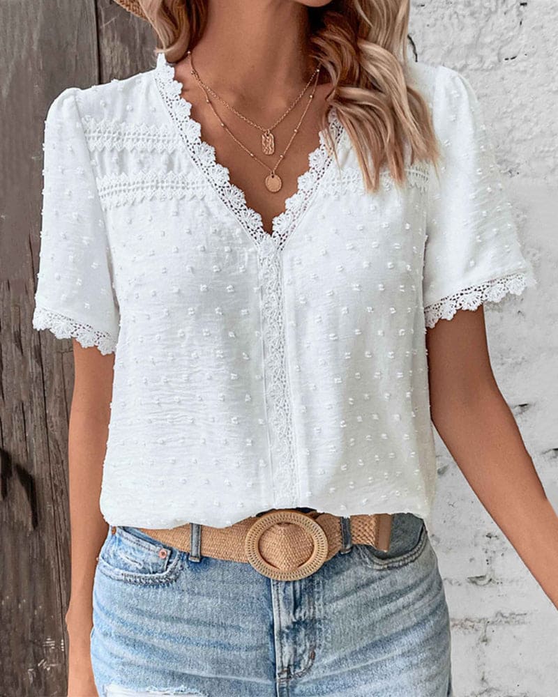 Women's Lace Trim Blouse