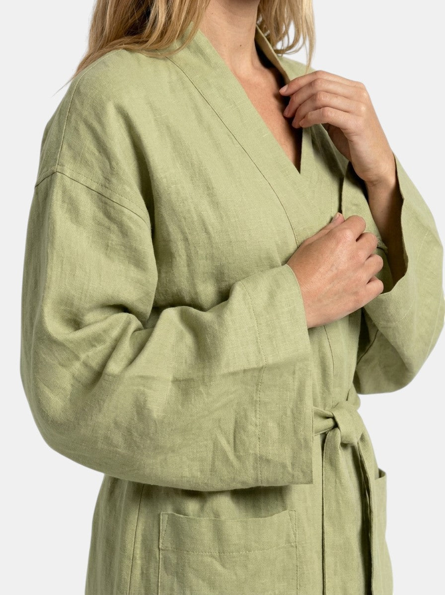 Women's Linen V-Neck Wrap Mini Dress