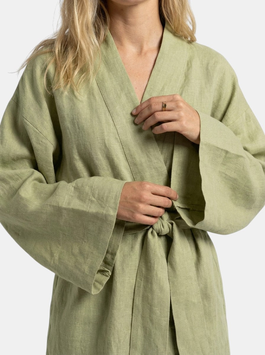 Women's Linen V-Neck Wrap Mini Dress