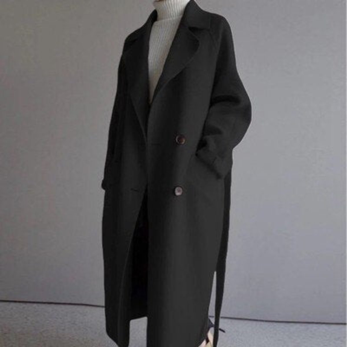 Women's Long Double-Breasted Cashmere Blend Coat