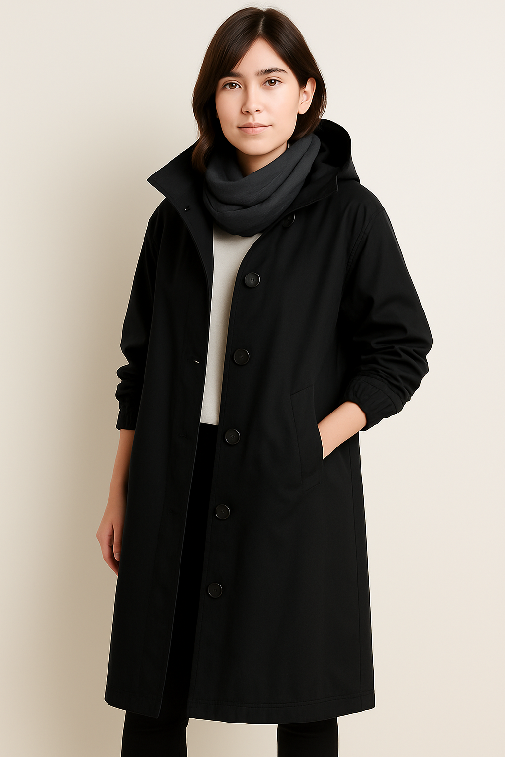 Women's Long Hooded Trench Coat - Autumn Edition