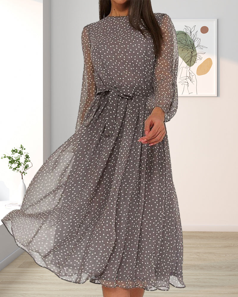 Women's Long-Sleeve A-Line Midi Dress
