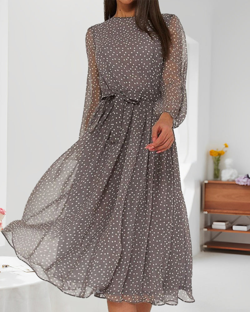 Women's Long-Sleeve A-Line Midi Dress