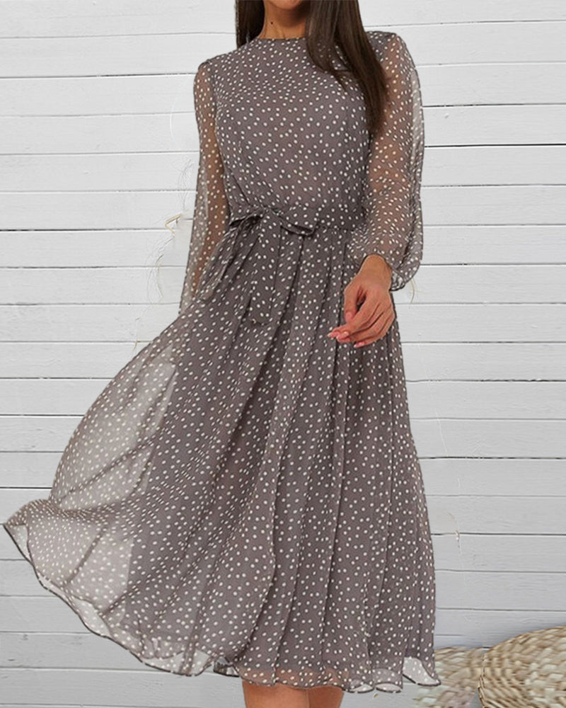 Women's Long-Sleeve A-Line Midi Dress