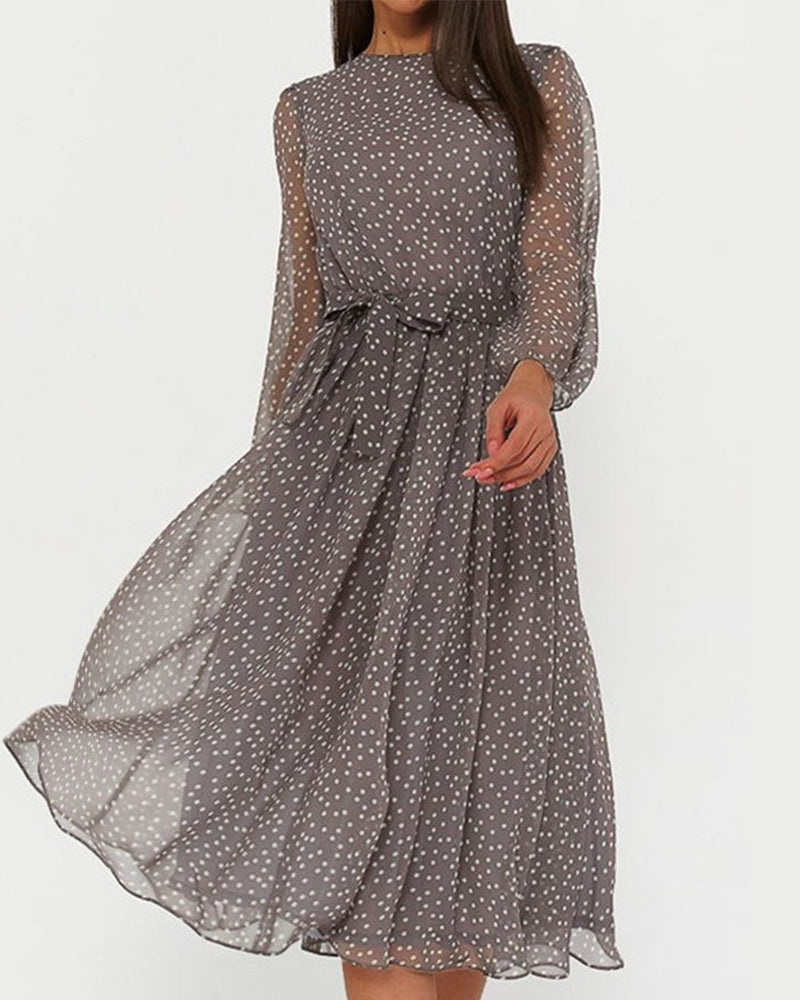 Women's Long-Sleeve A-Line Midi Dress