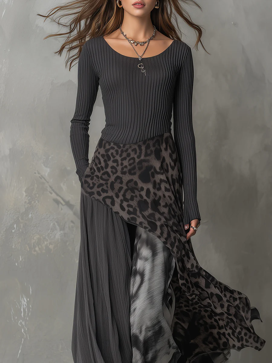 Women's Long-Sleeve Boho Maxi Dress