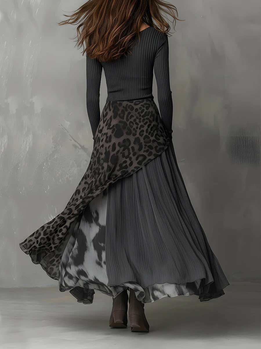 Women's Long-Sleeve Boho Maxi Dress