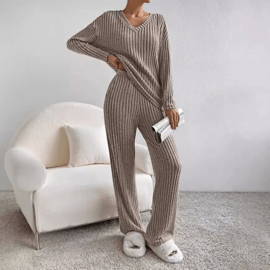 Women's Long-Sleeve Knit Loungewear Set