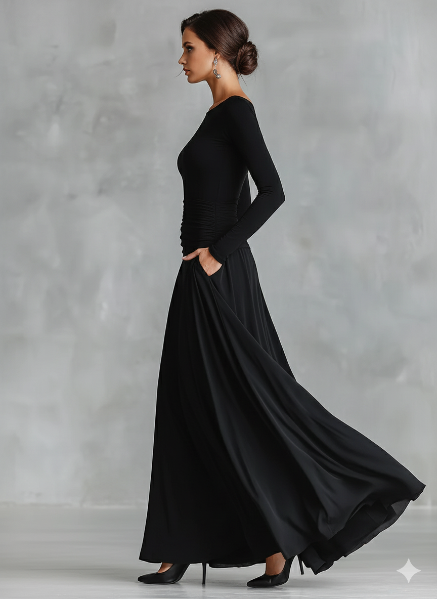 Women's Long-Sleeve Maxi Dress