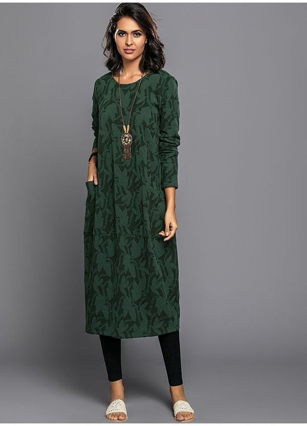 Women's Long-Sleeve Midi Dress