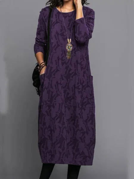 Women's Long-Sleeve Midi Dress