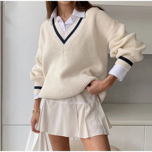 Women's Long-Sleeved V-Neck Winter Sweater