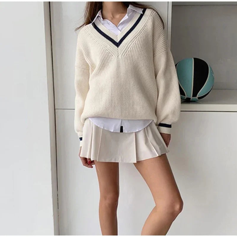 Women's Long-Sleeved V-Neck Winter Sweater