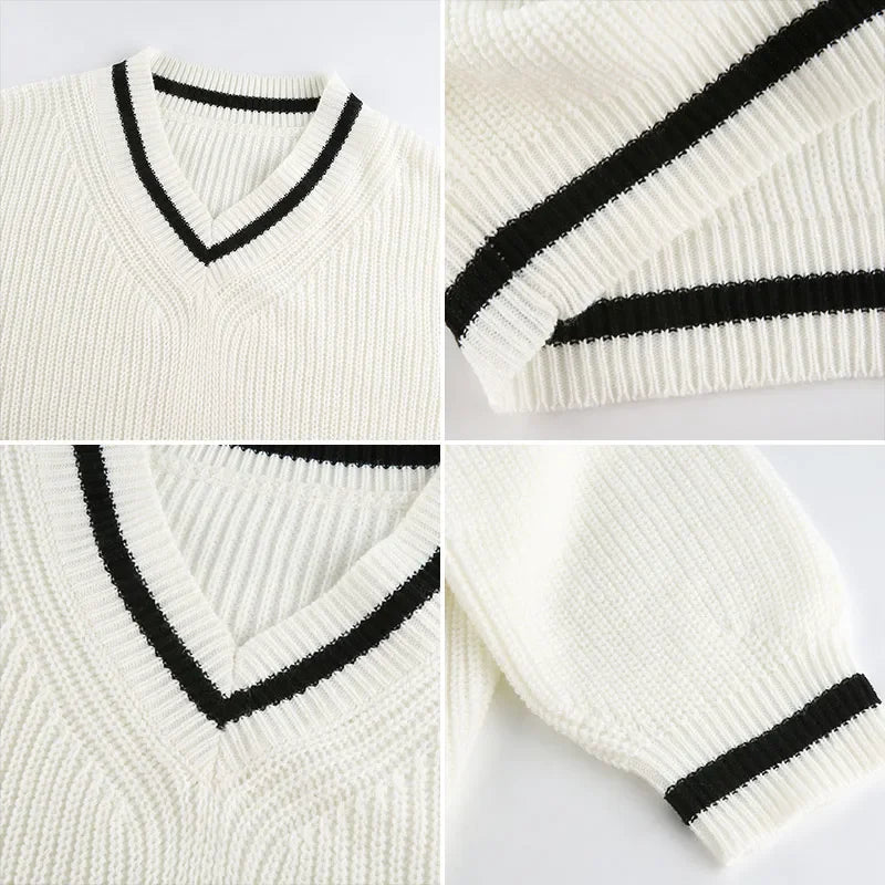 Women's Long-Sleeved V-Neck Winter Sweater