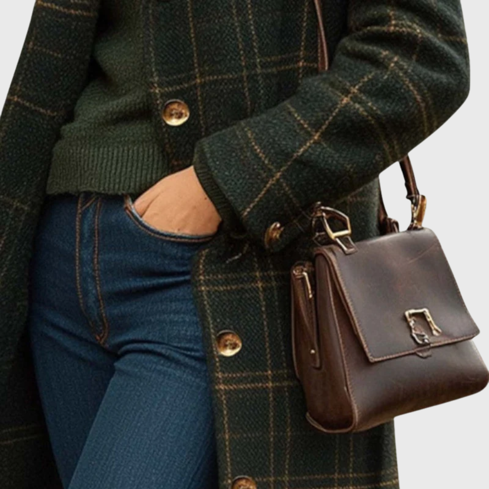 Women's Longline Coat with Button Front and Lapel Collar