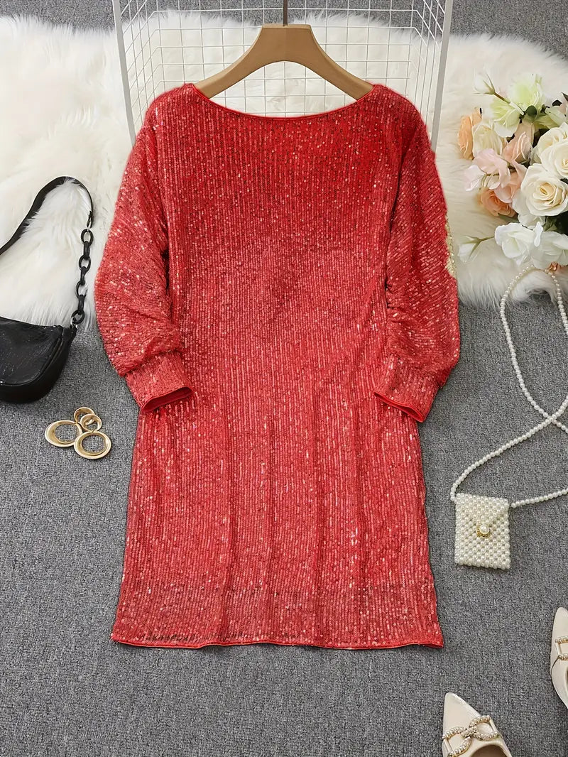 Women's Off-Shoulder Sequin Mini Dress