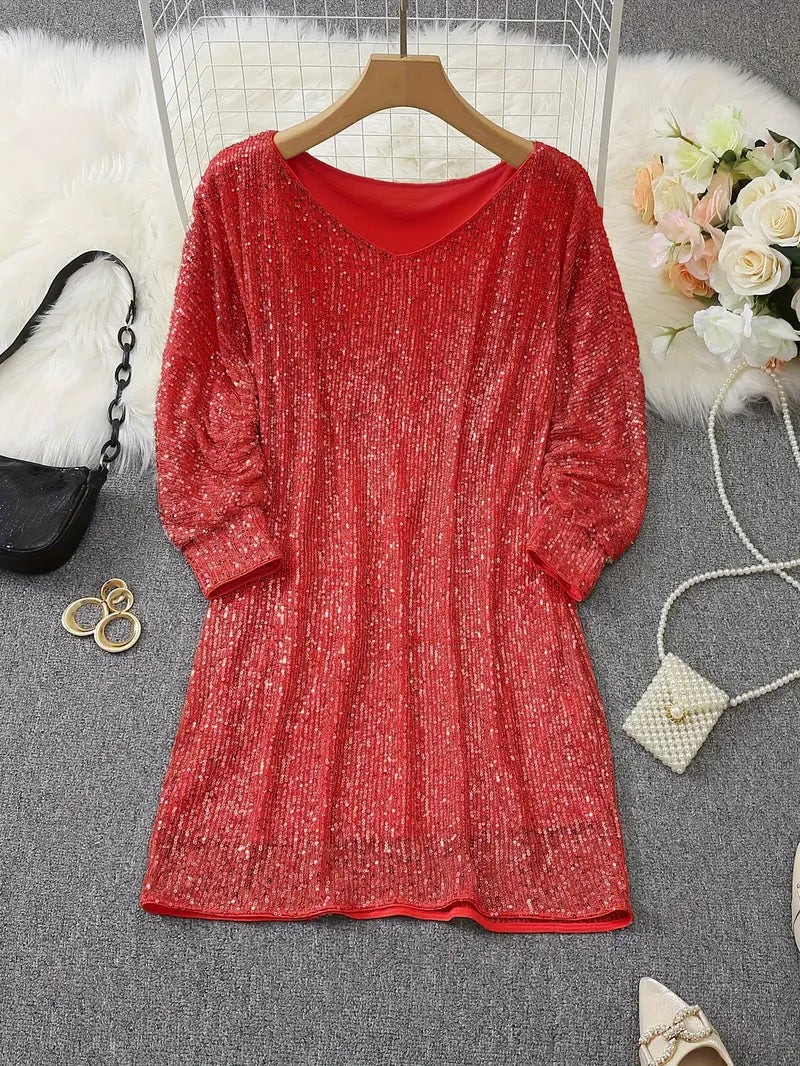 Women's Off-Shoulder Sequin Mini Dress