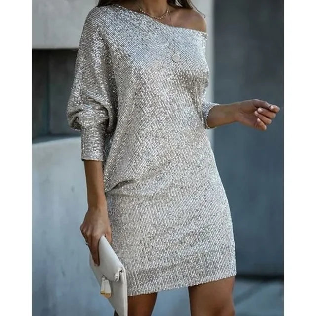 Women's Off-Shoulder Sequin Mini Dress