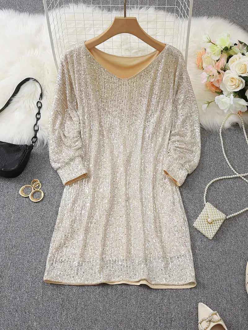 Women's Off-Shoulder Sequin Mini Dress